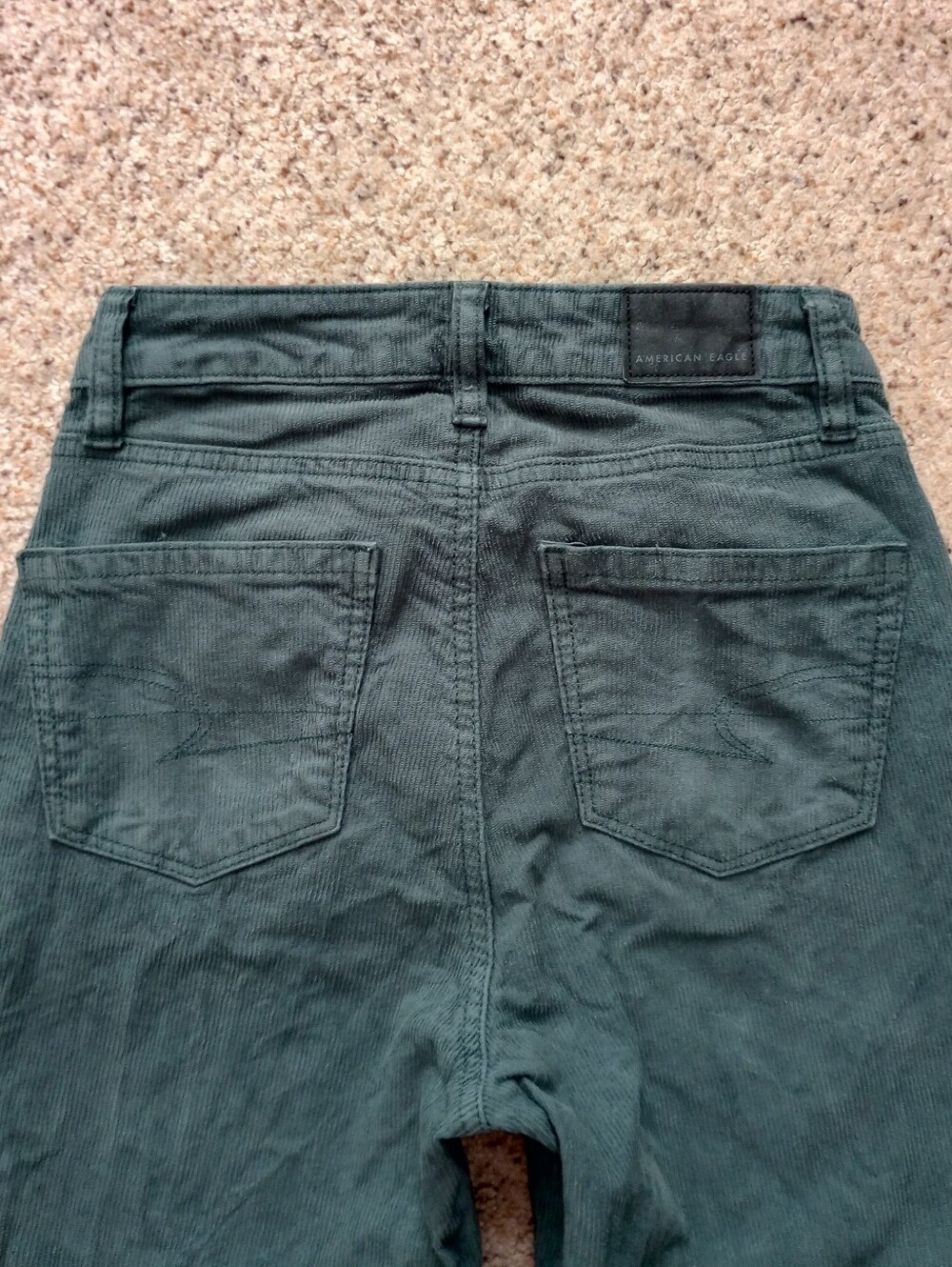 American Eagle Mom Straight Jean Green Corduroy Size 000 Regular Fall Autumn